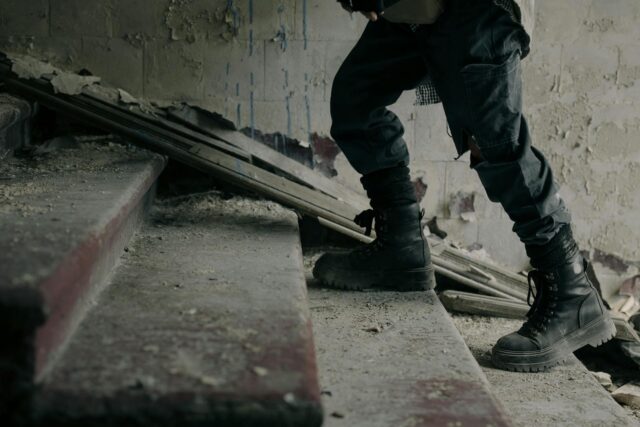 man walking on stairs